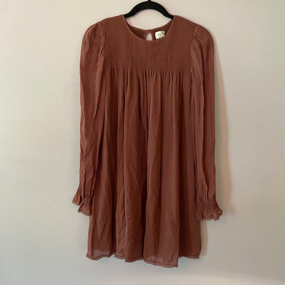 Aritzia Rusty Rose Long-Sleeve Mini Dress
